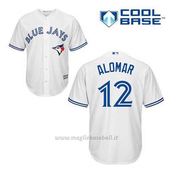 Maglia Baseball Uomo Toronto Blue Jays Roberto Alomar 12 Bianco 1ªCool Base